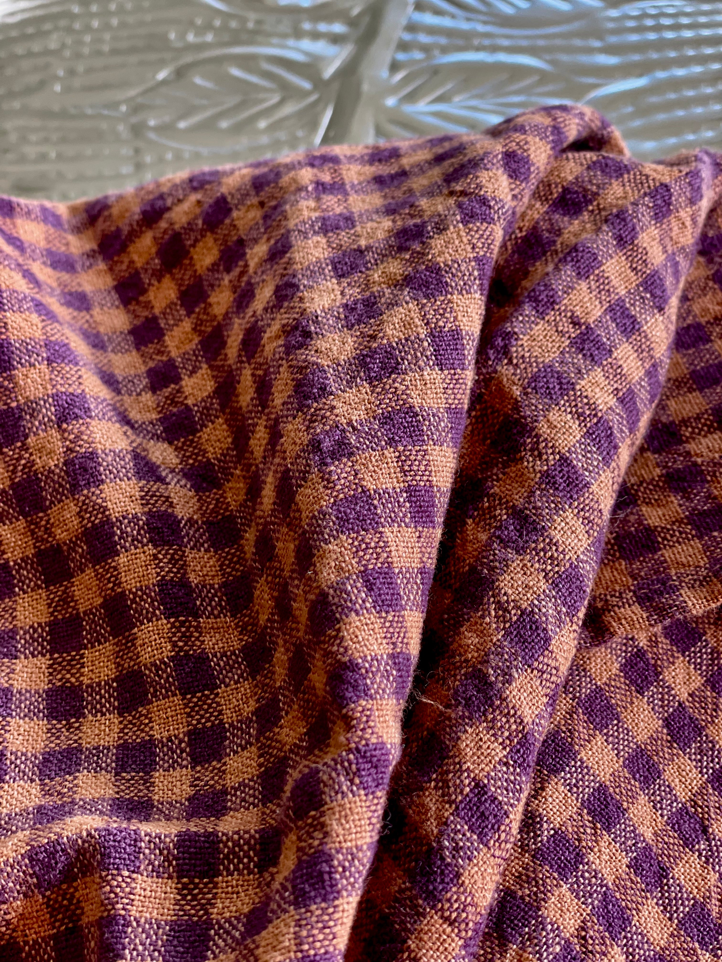 Kitchen towel checkered rust-burgundy