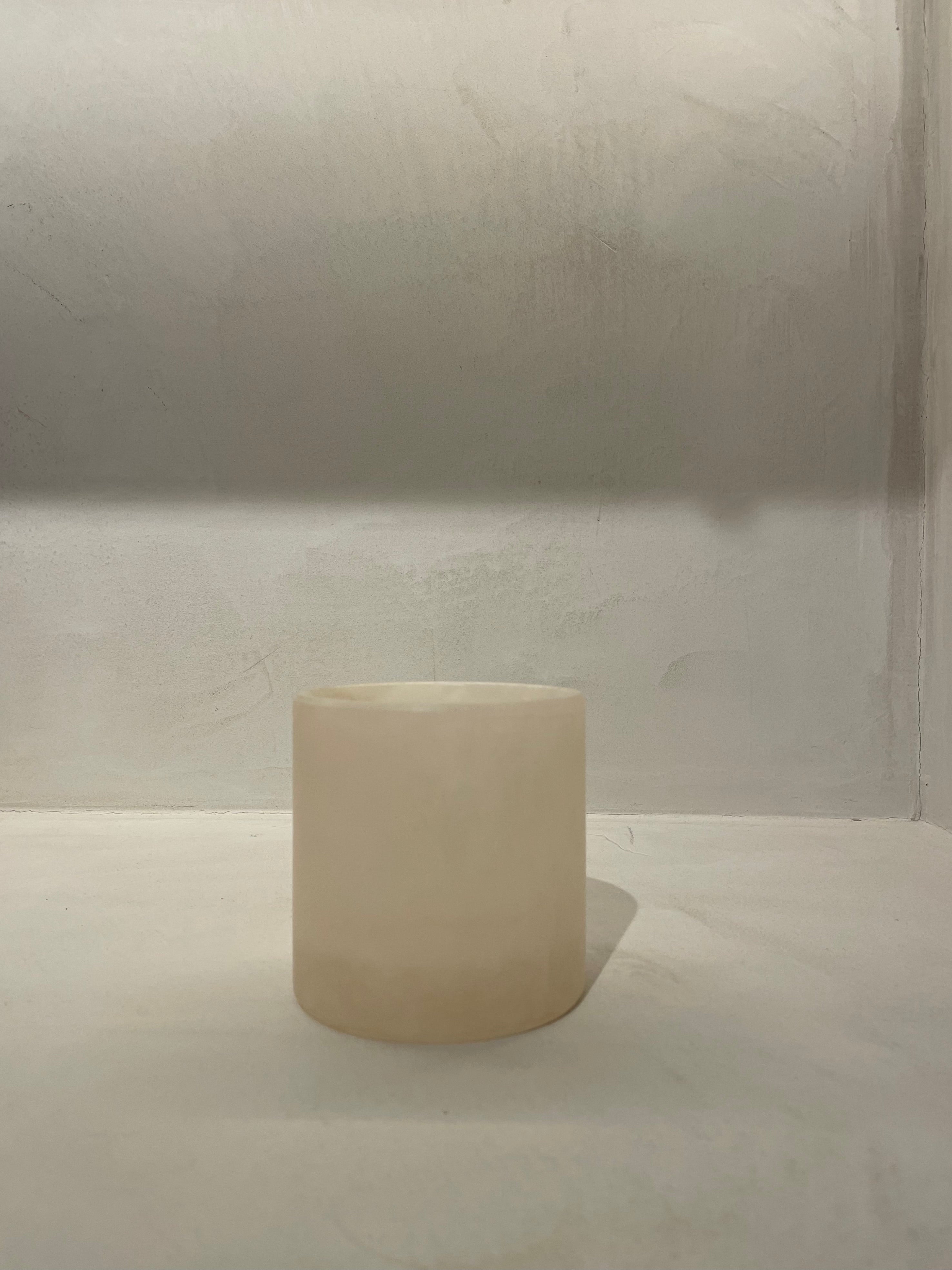 Candle holder alabaster beige S