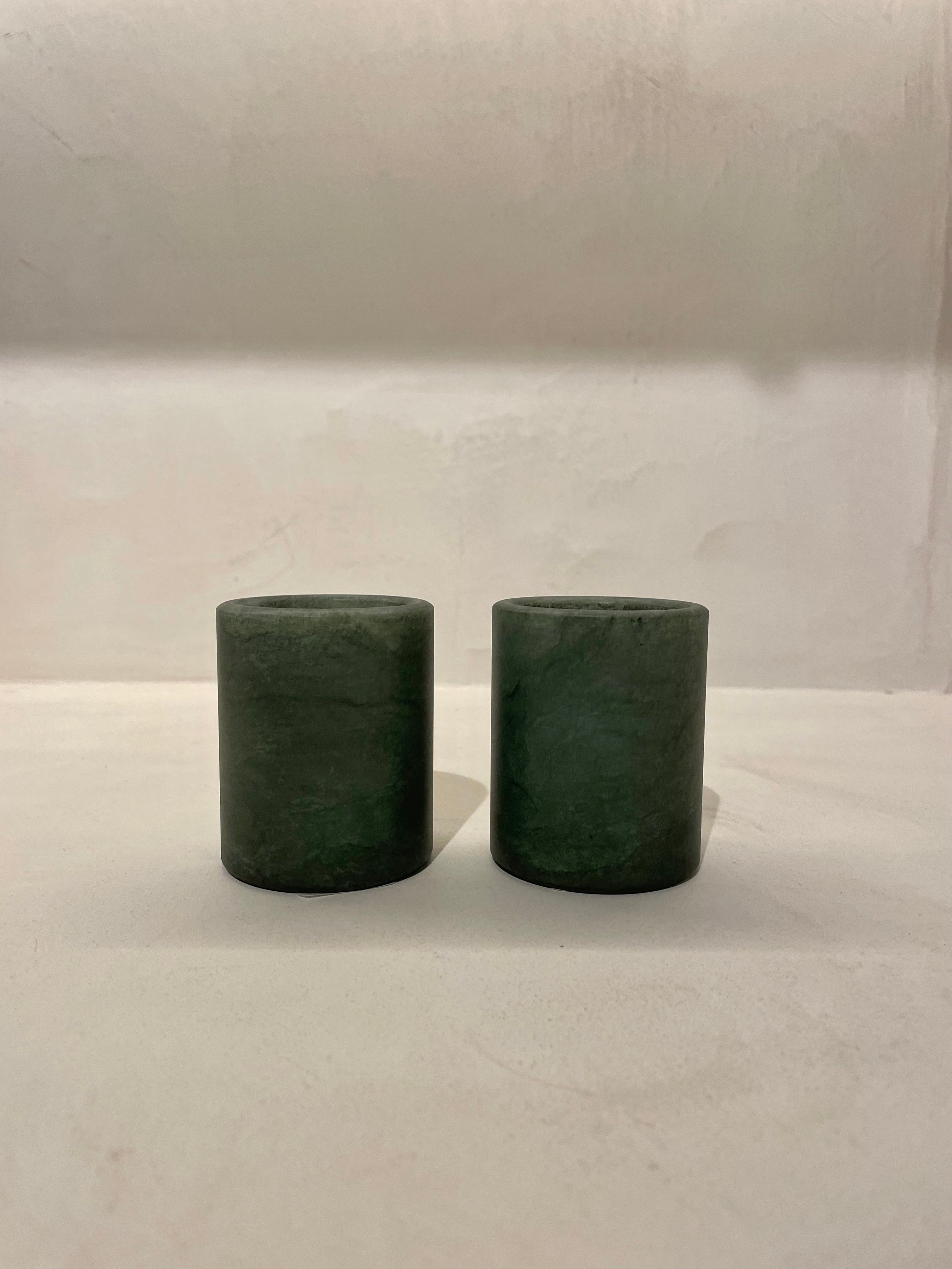 Candle holder alabaster green S