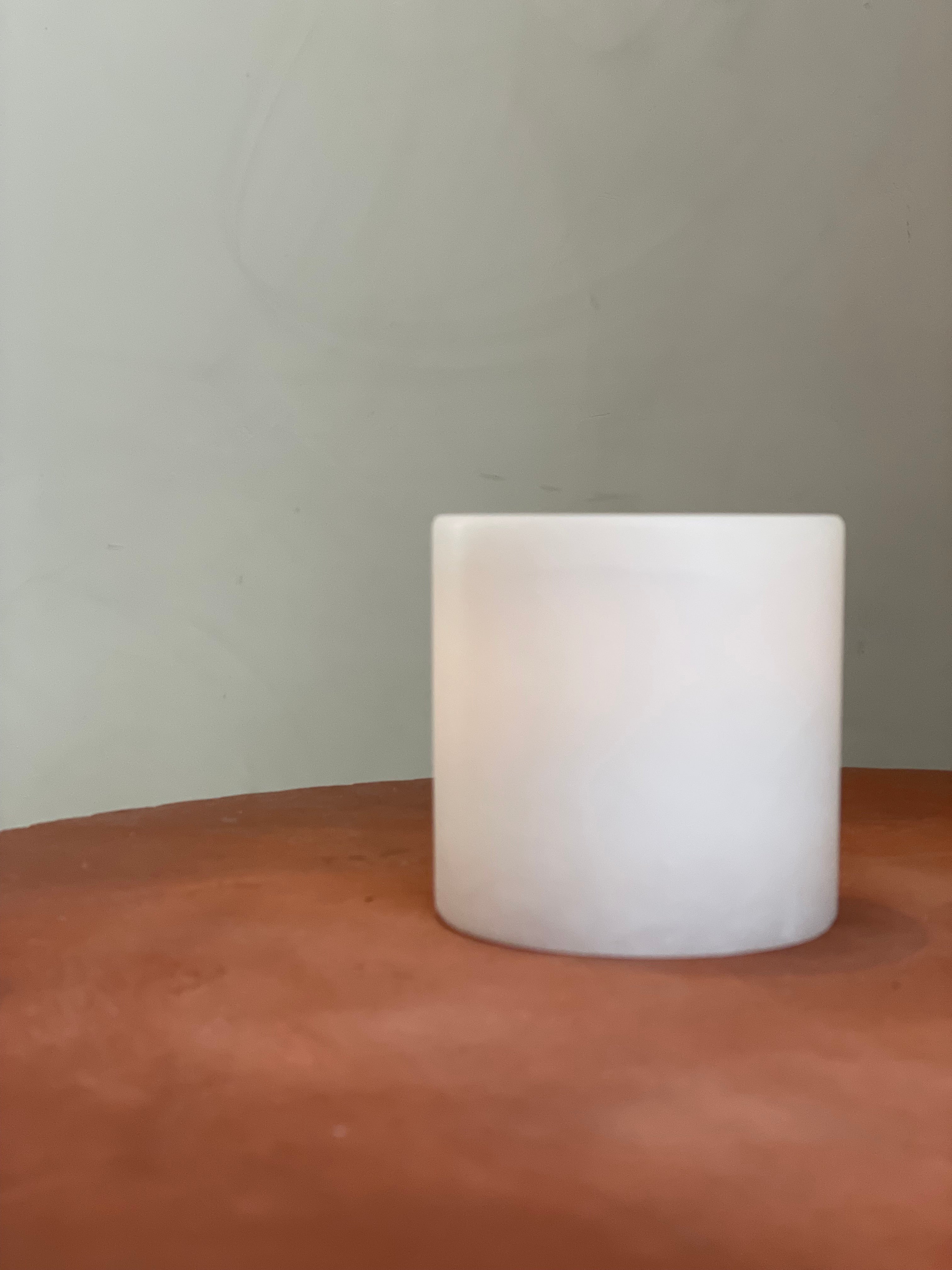 Candle holder alabaster white S wide
