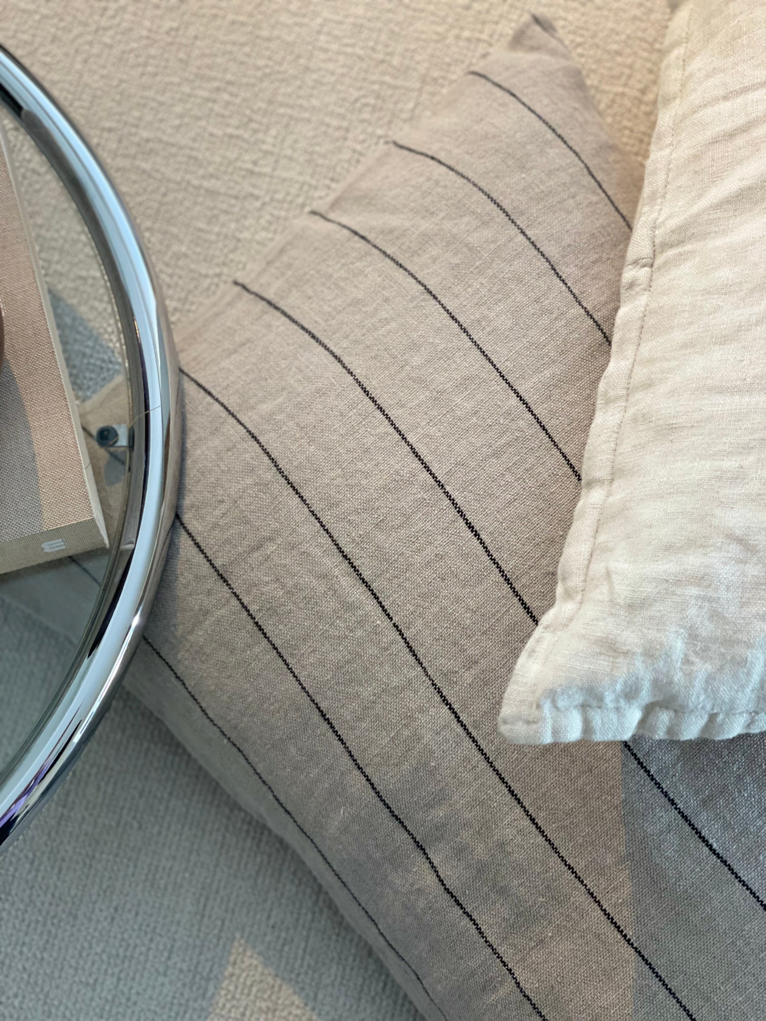 Linen cushion striped natural