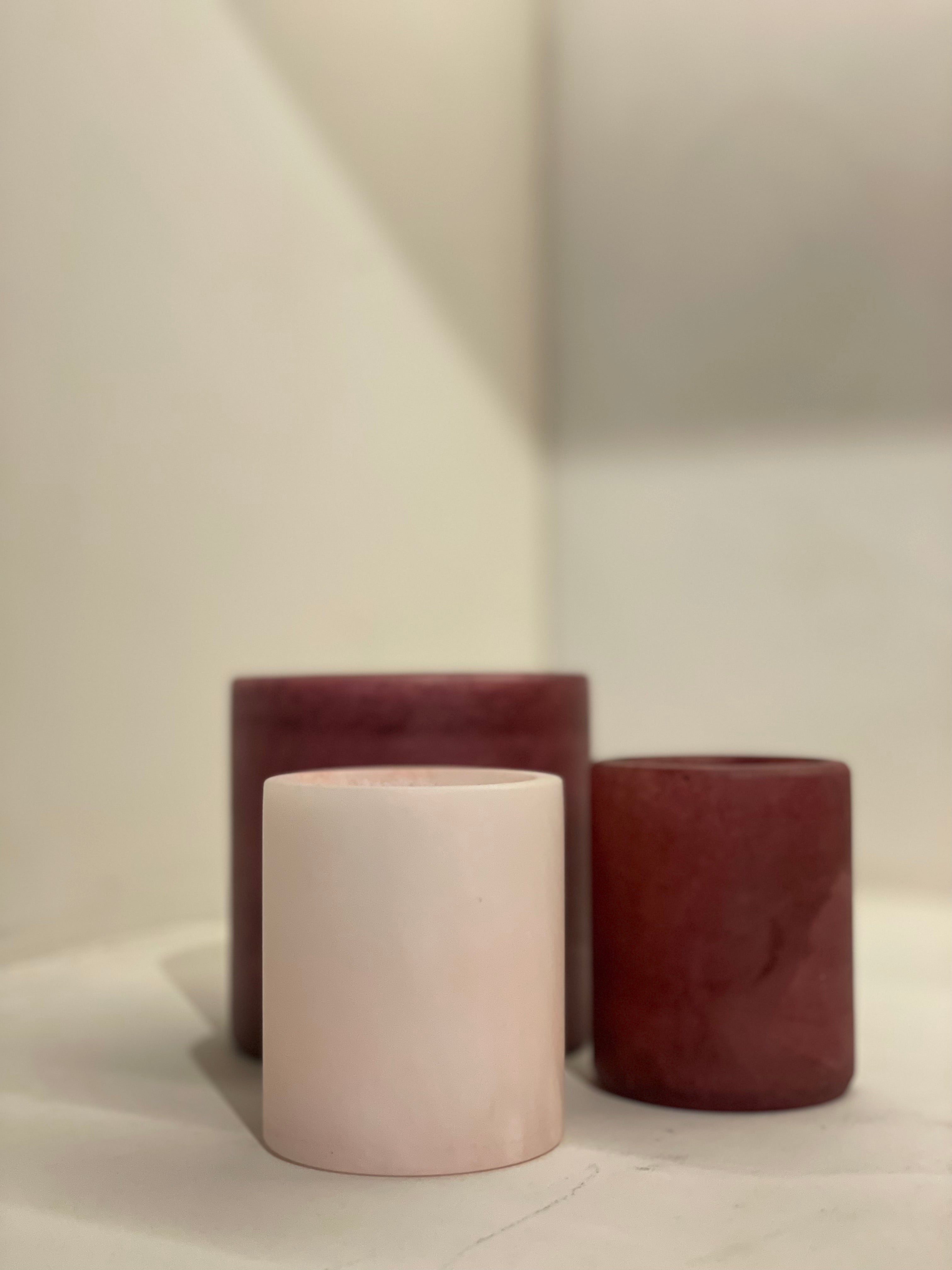 Candle holder alabaster burgundy S