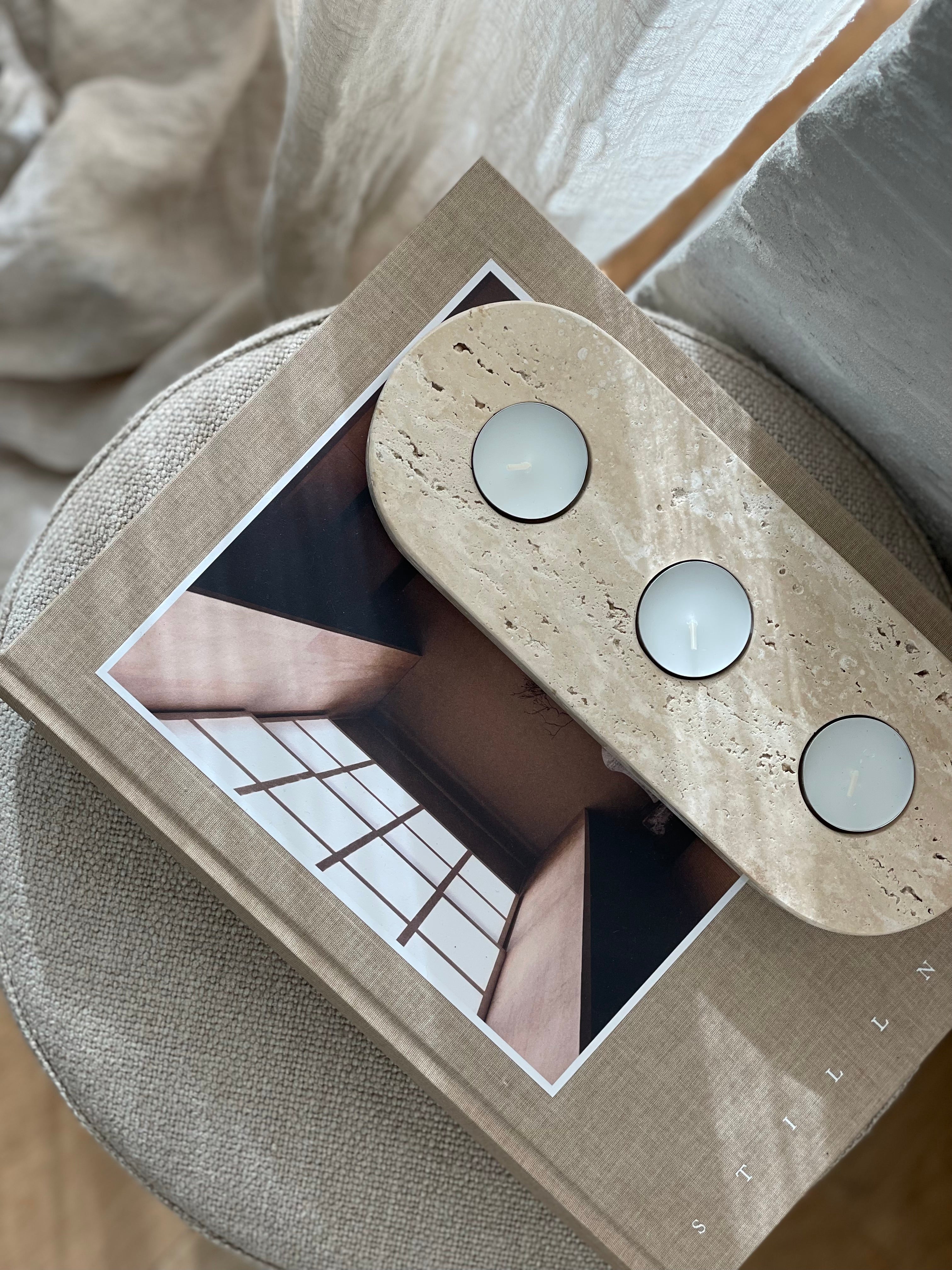 Candle holder in Travertine
