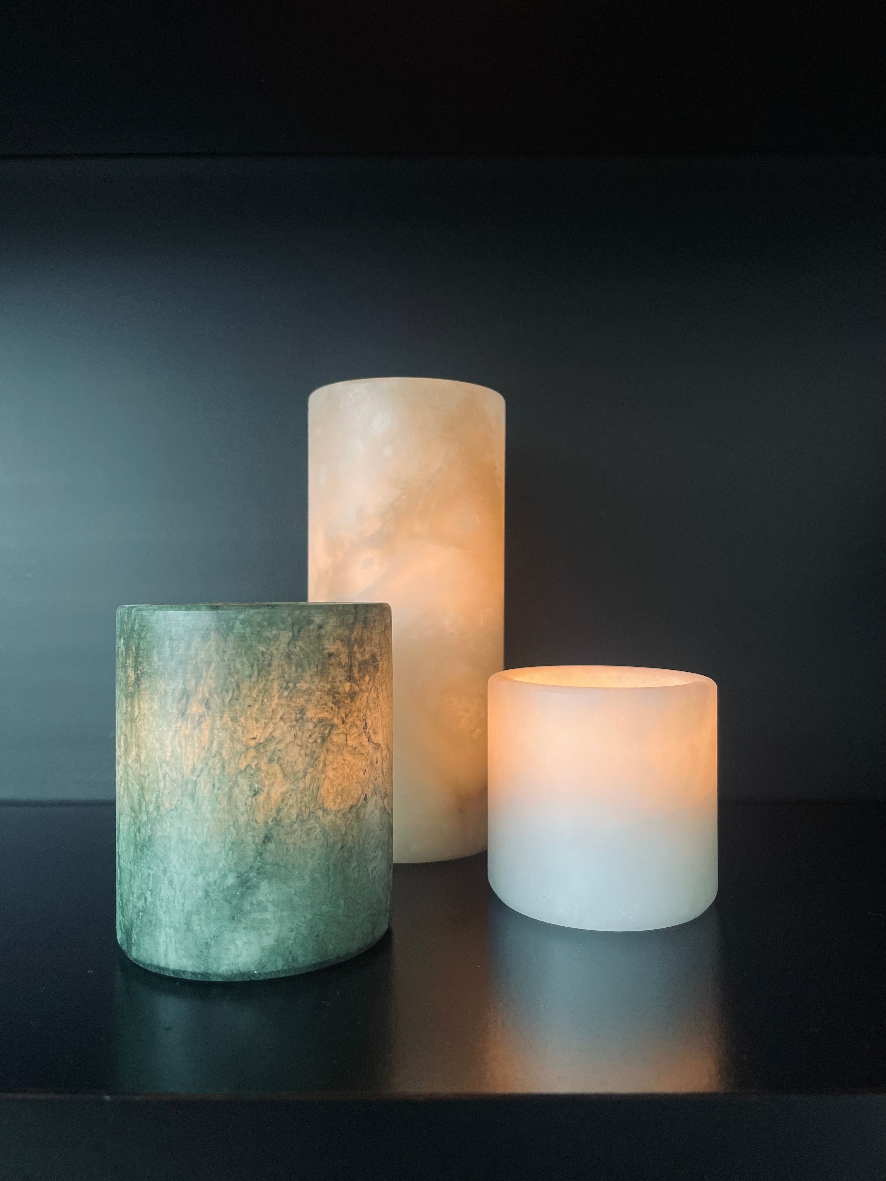 Candle holder alabaster green S