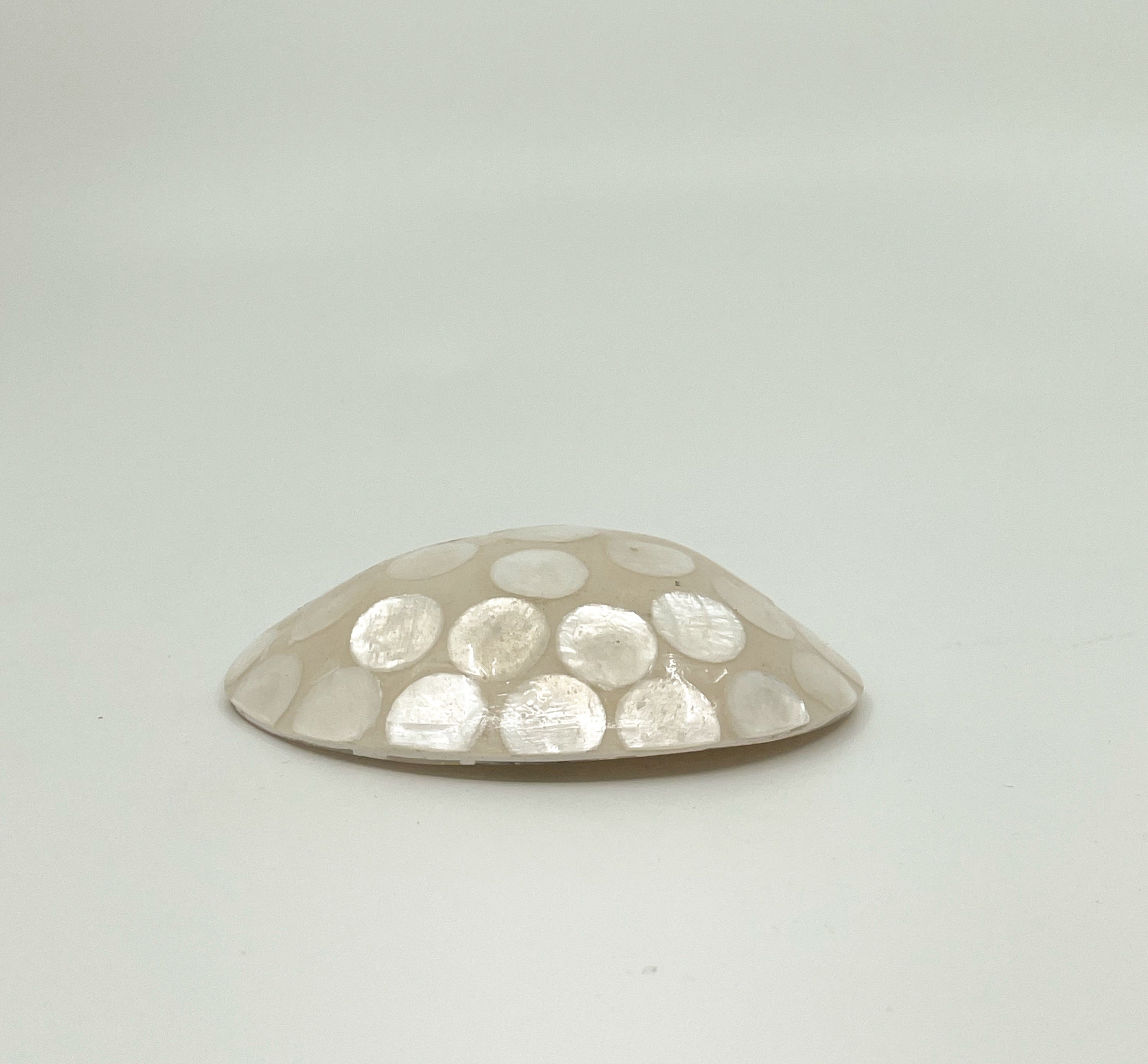 Oval resin bowl with Capiz shells