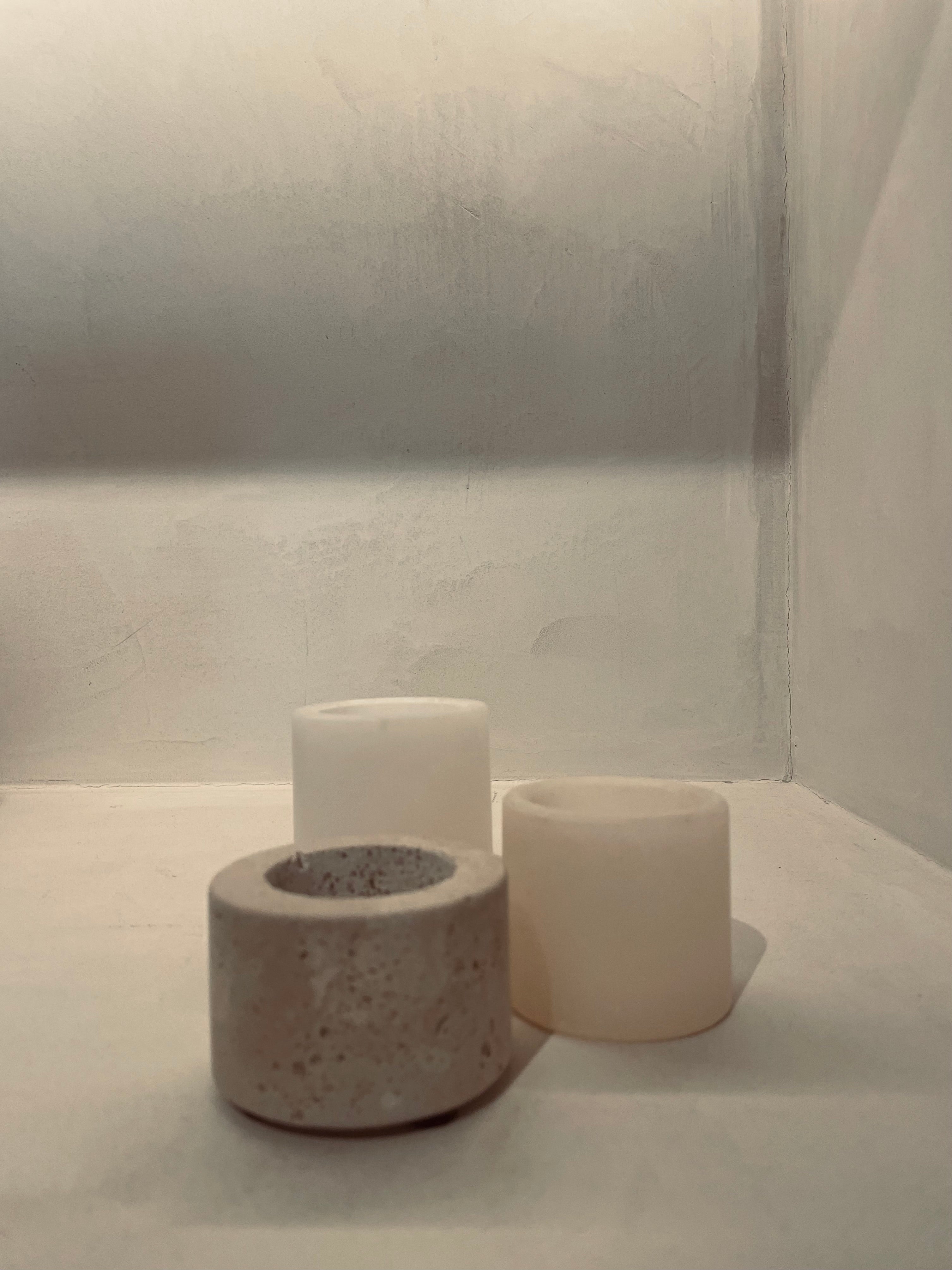 Candle holder alabaster white S