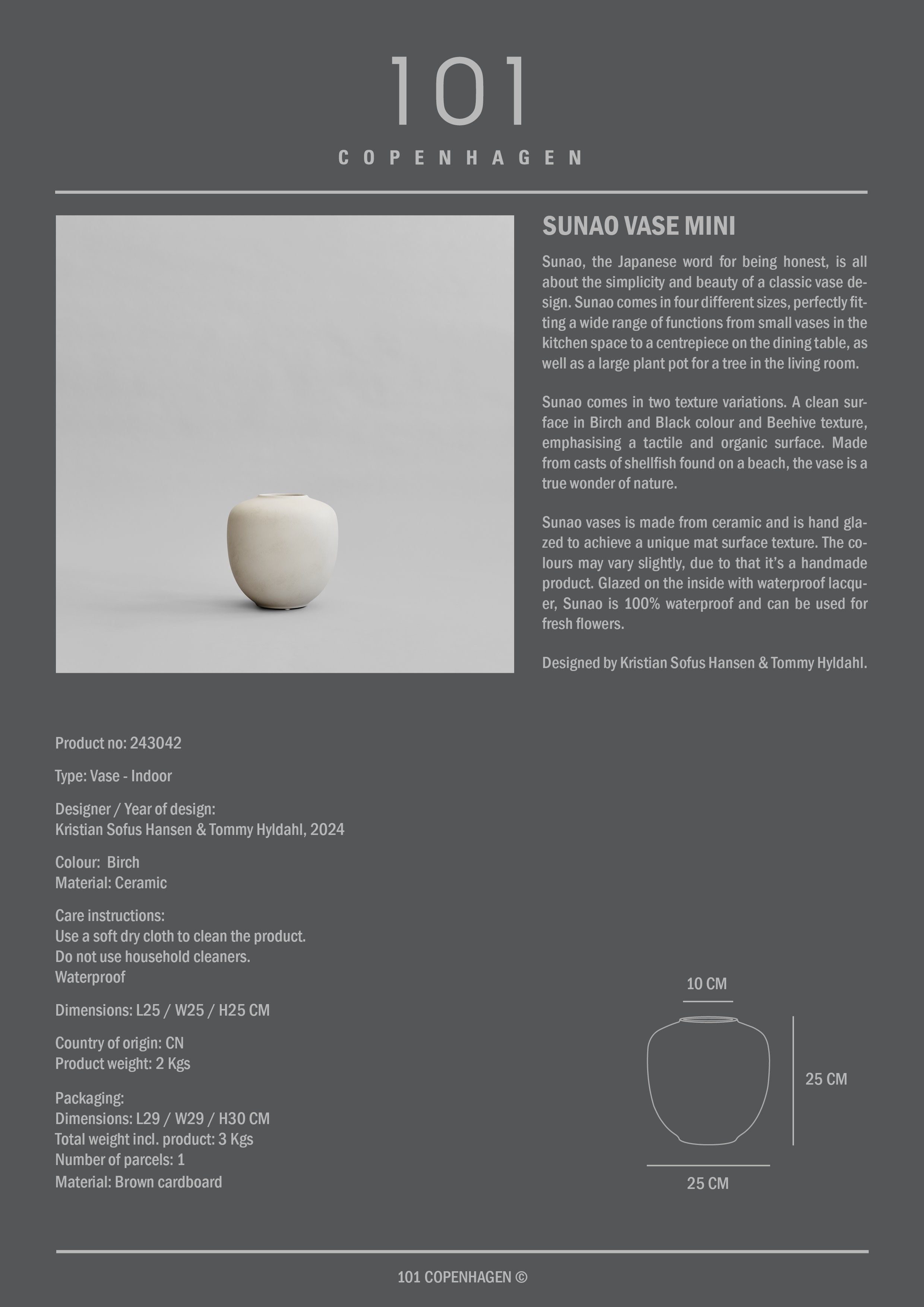 Sunao vase S Birch