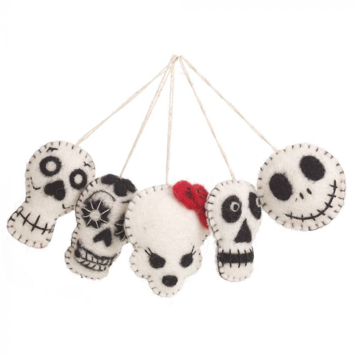 Décoration d'Halloween - têtes "Dia de Muertos" en noir et blanc