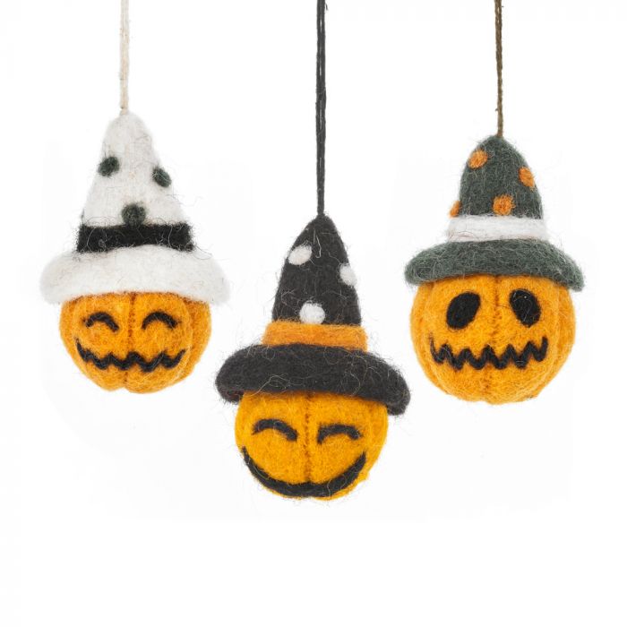 Décoration d'Halloween - têtes de citrouille - lot de 3