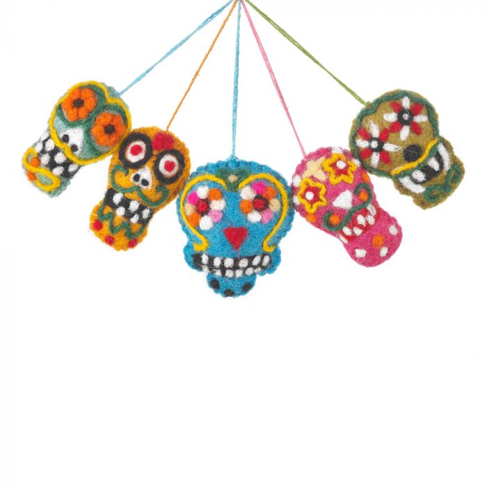 Halloween decoratie - 'Dia de Muertos' hoofdjes kleur