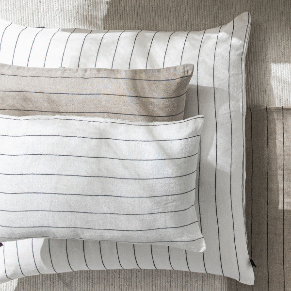 Linen cushion striped natural