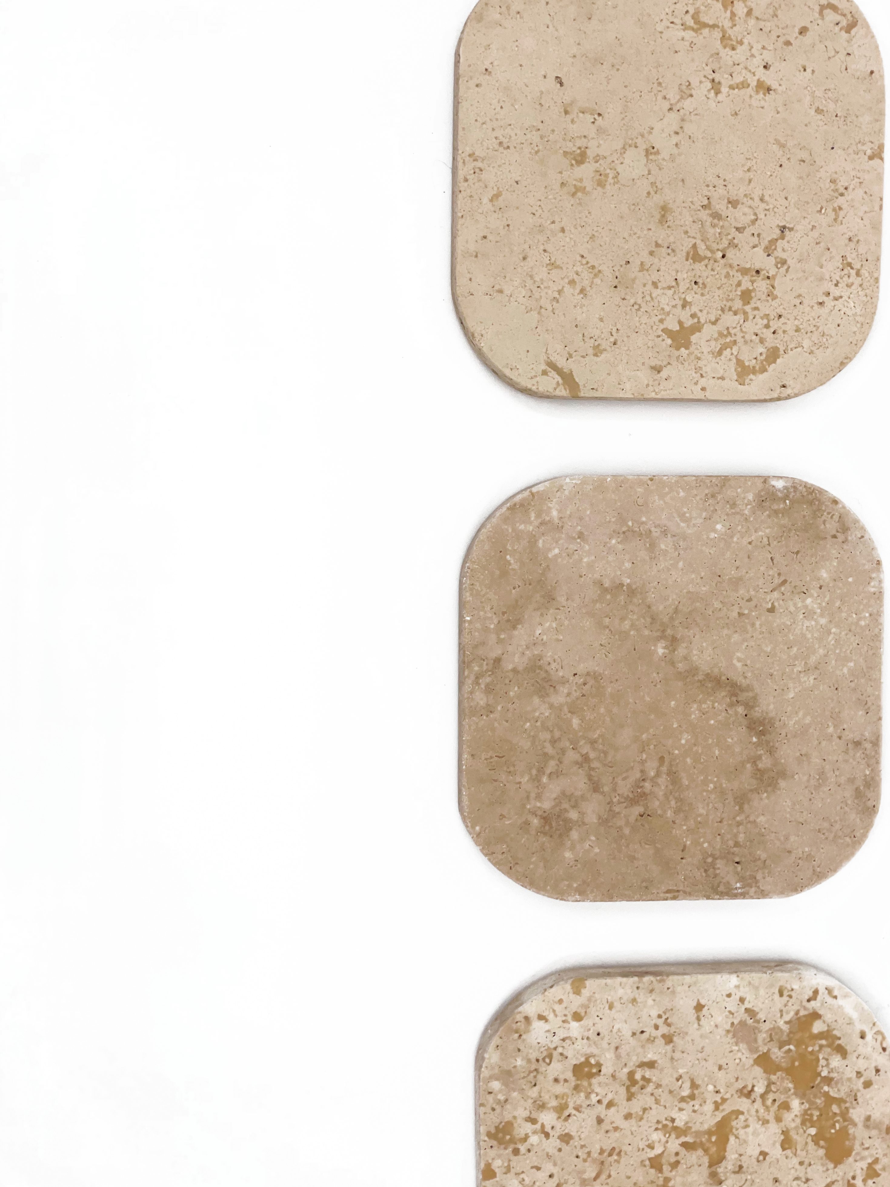 Glass coasters in Travertine - set of 4